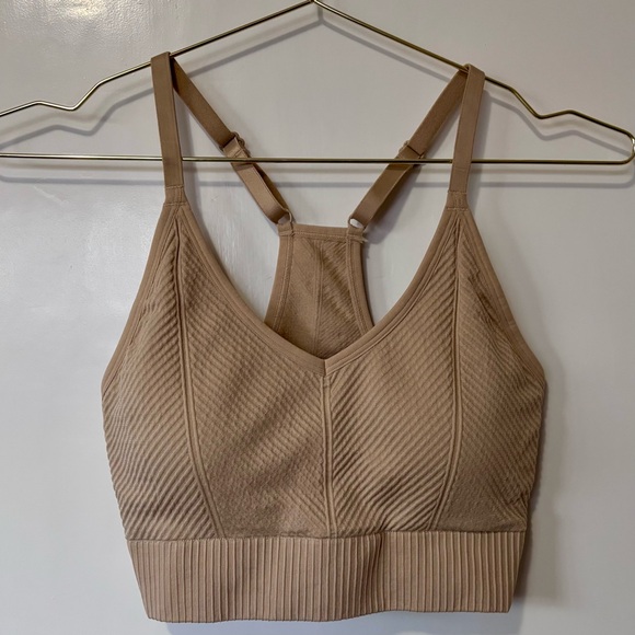 PINK Victoria's Secret Other - PINK Victoria's Secret| NEW Tan Ribbed Athletic Sports Bra Sz S/DD NWT!